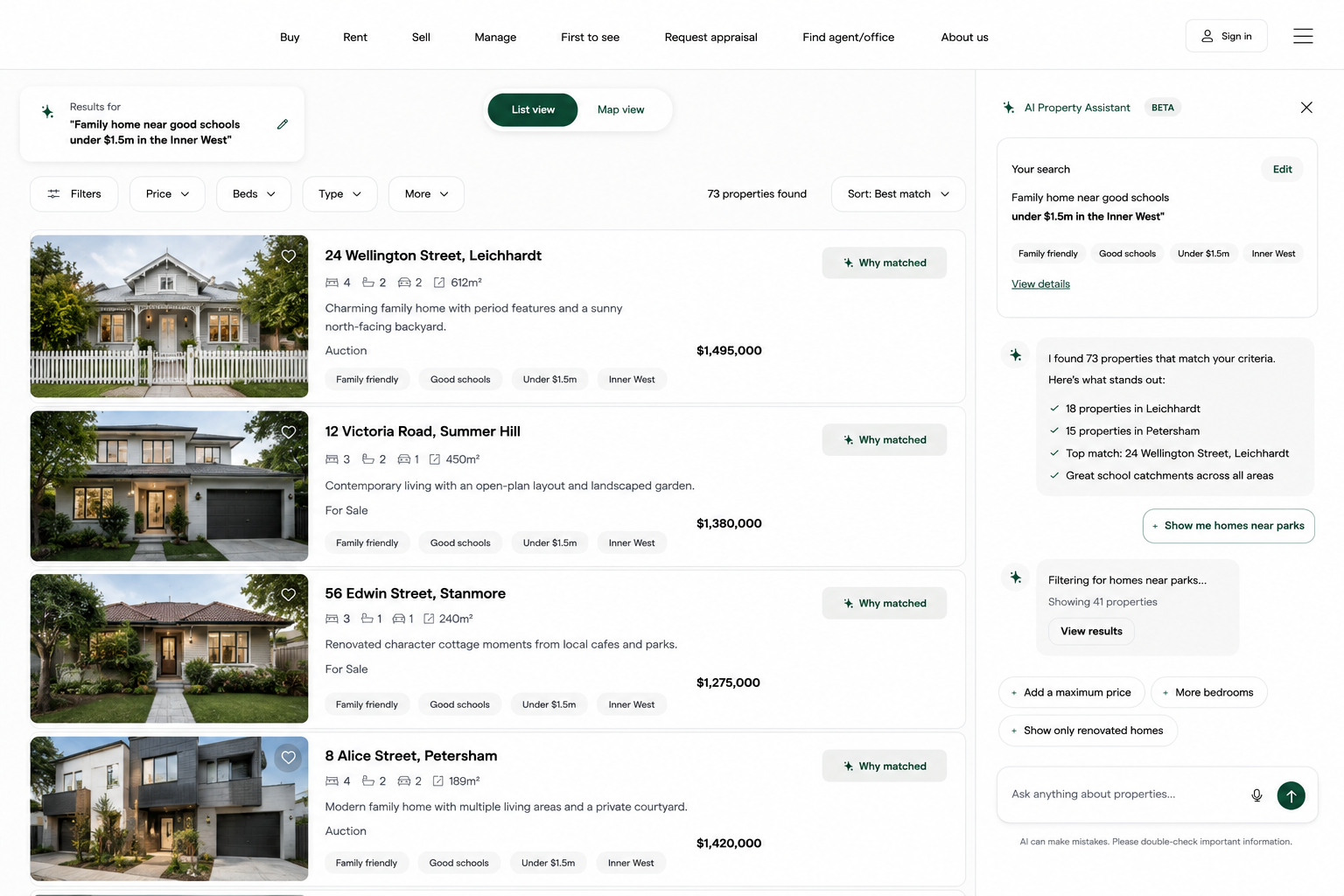 NeuralIndex AI explained property search results
