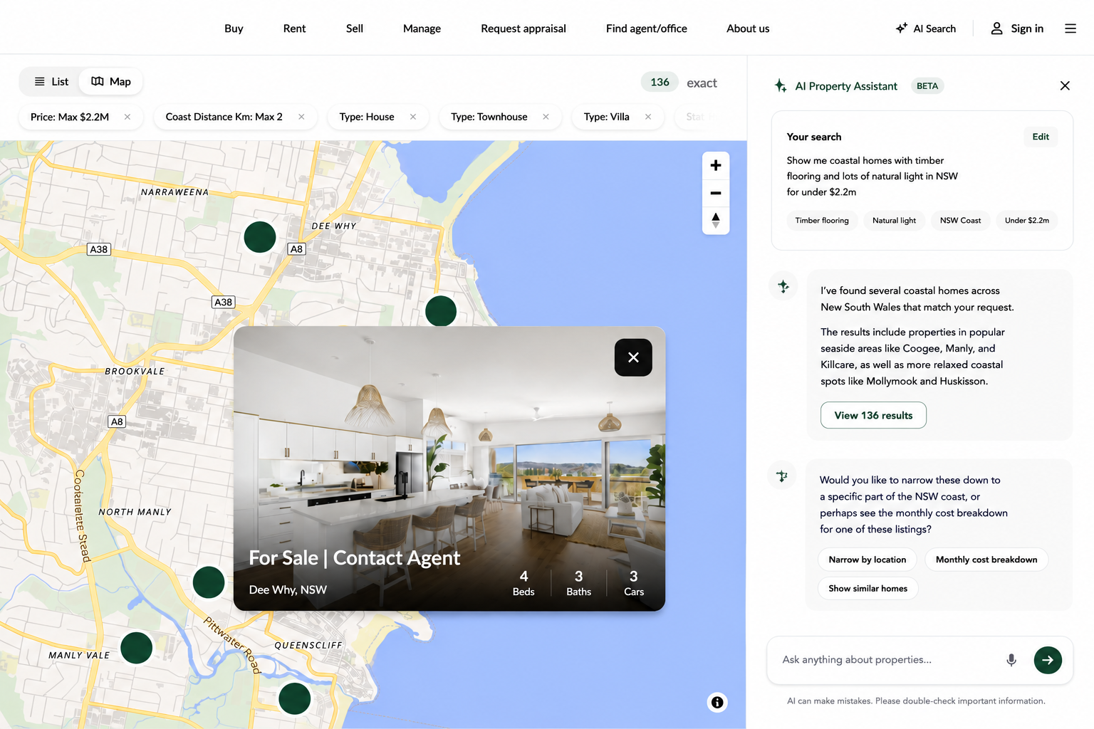 NeuralIndex natural language map search interface